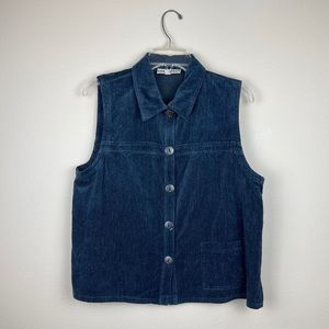 VINTAGE Blue Cord Button-Up Vest